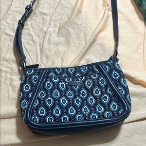 Vera Bradley Navy and White Patterned Shoulder Bag
